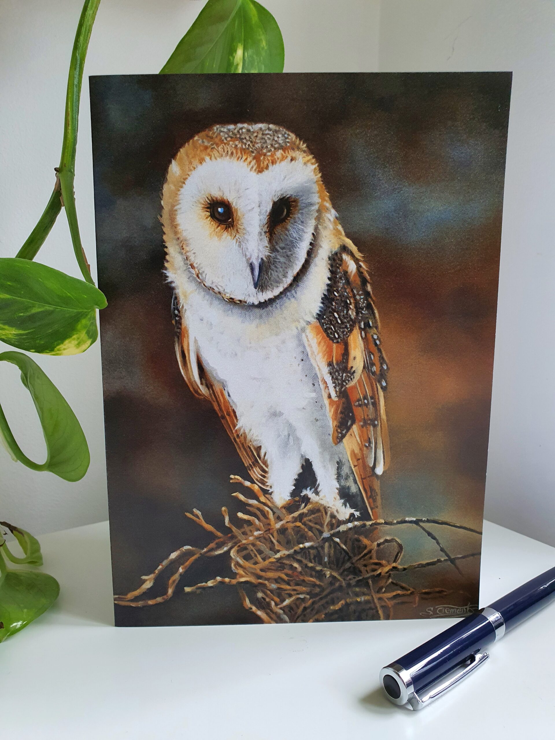 Barn Owl Blank Greeting Card - Picture from Original Painting - 15 x 21 cm