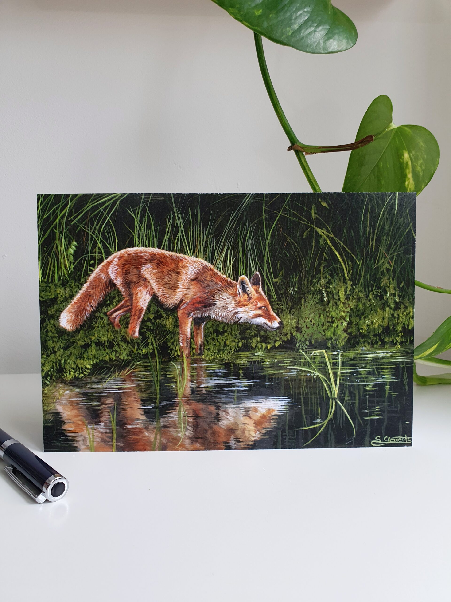 'Fox at Dusk' - Blank Greeting Card - Picture from Original Painting - 15 x 21 cm