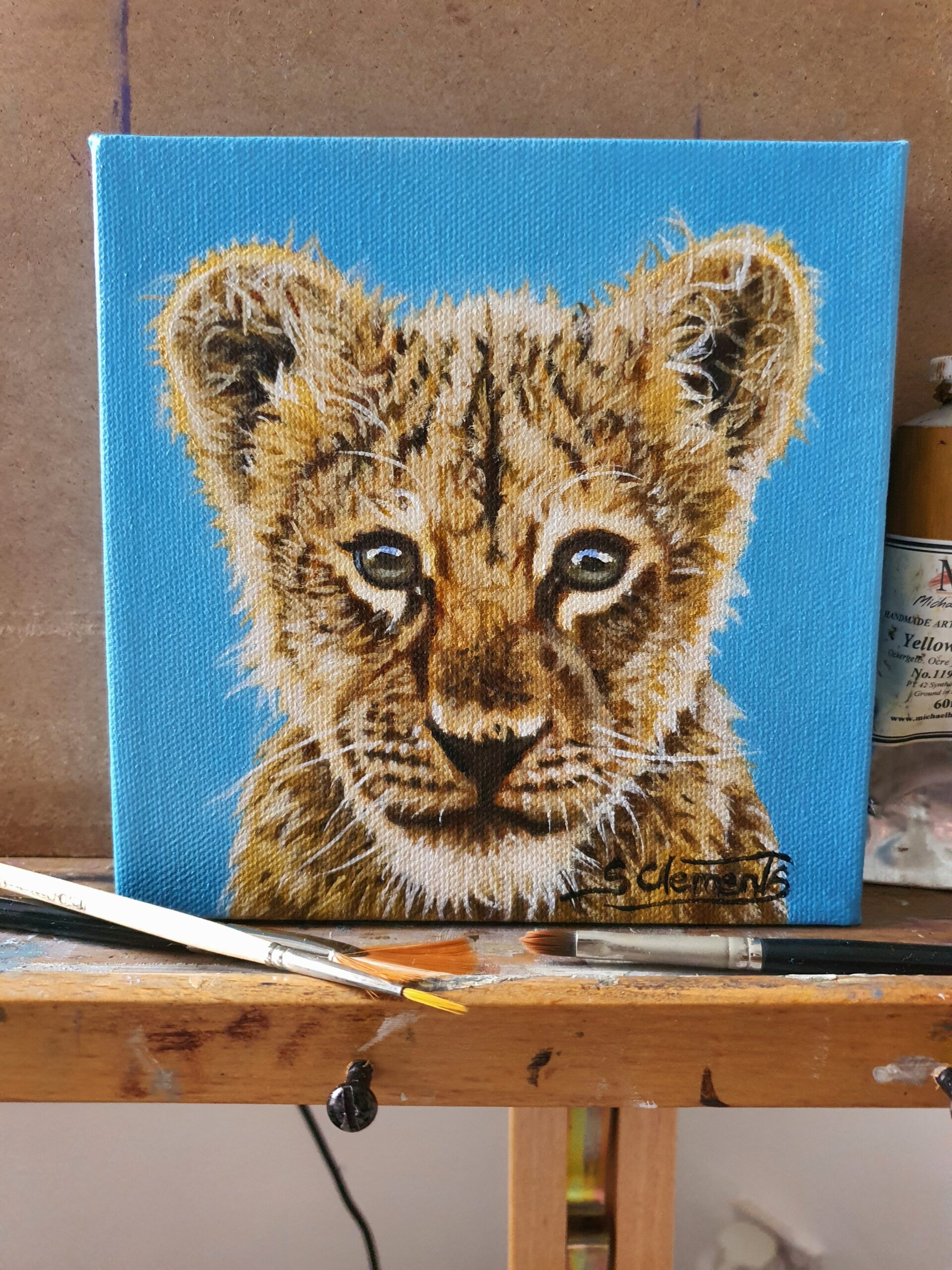 Original Lion Cub Oil Painting - 'Nyota'- meaning Star