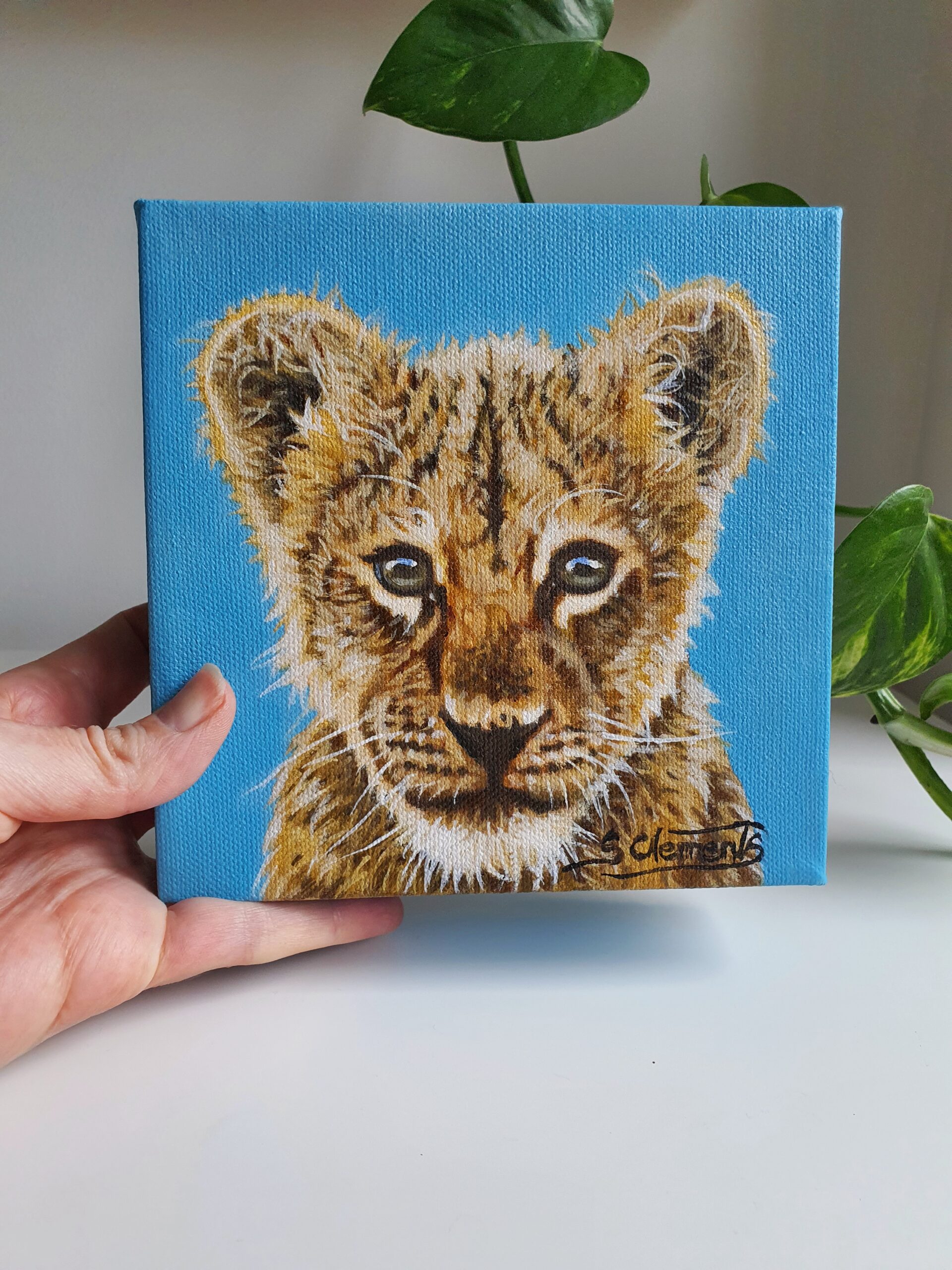Original Lion Cub Oil Painting - 'Nyota'- meaning Star