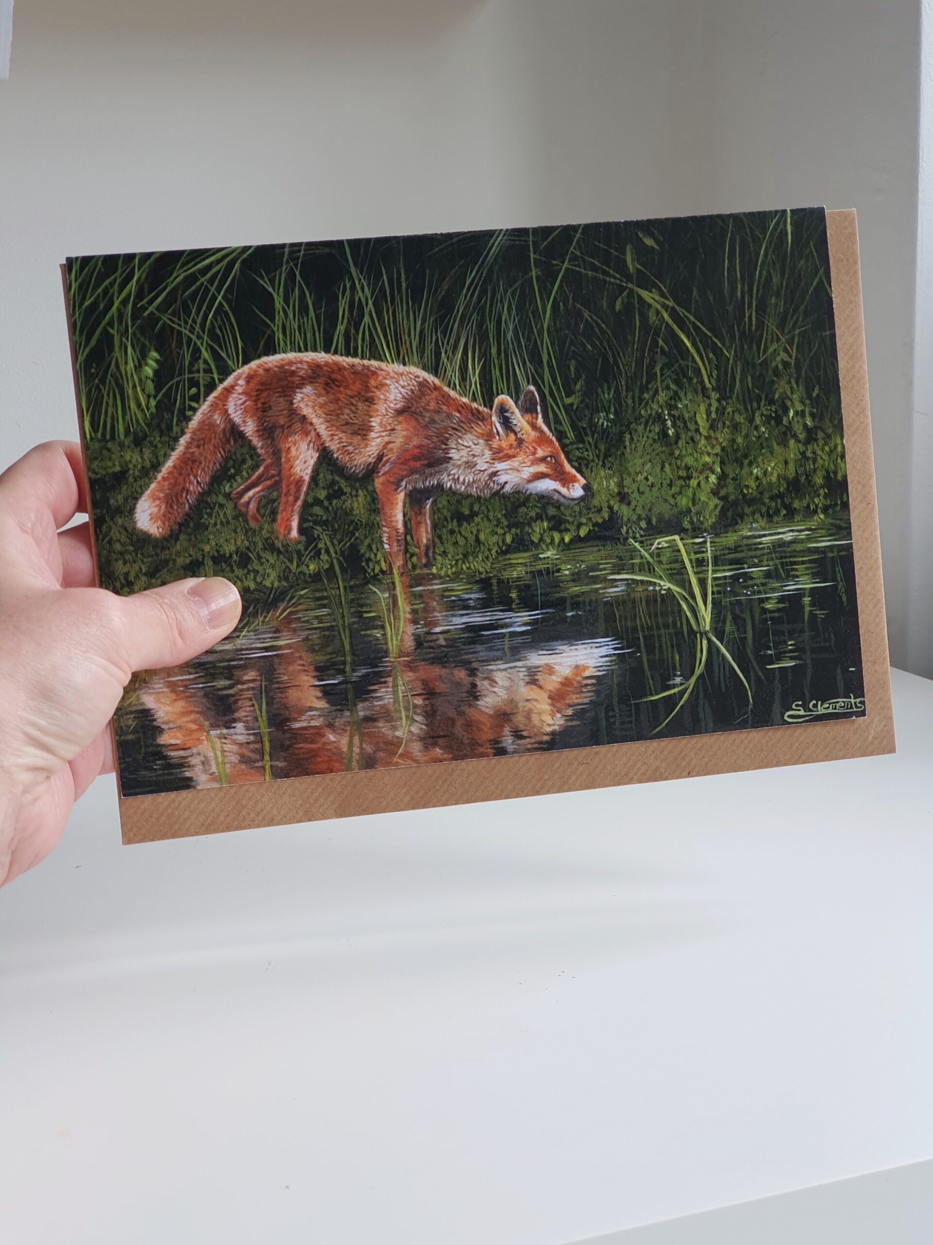 'Fox at Dusk' - Blank Greeting Card - Picture from Original Painting - 15 x 21 cm