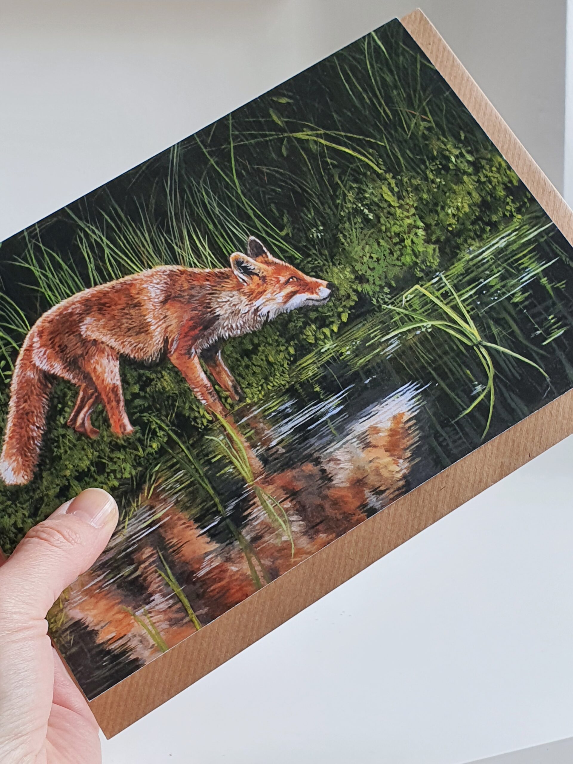 'Fox at Dusk' - Blank Greeting Card - Picture from Original Painting - 15 x 21 cm