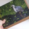 'Heron at Dusk' - Blank Greeting Card - Picture from Original Painting - 15 x 21 cm