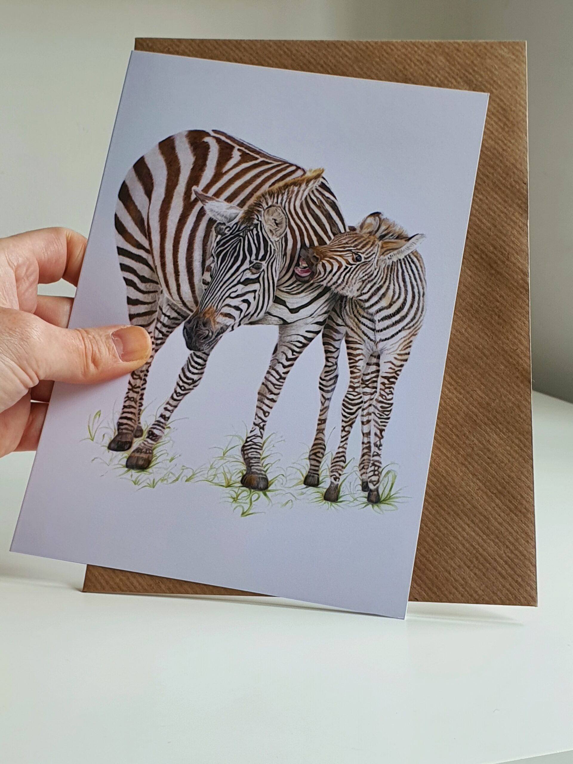 'Peppie & Stripes' - Blank Greeting Card - Picture from Original Drawing - 15 x 21 cm