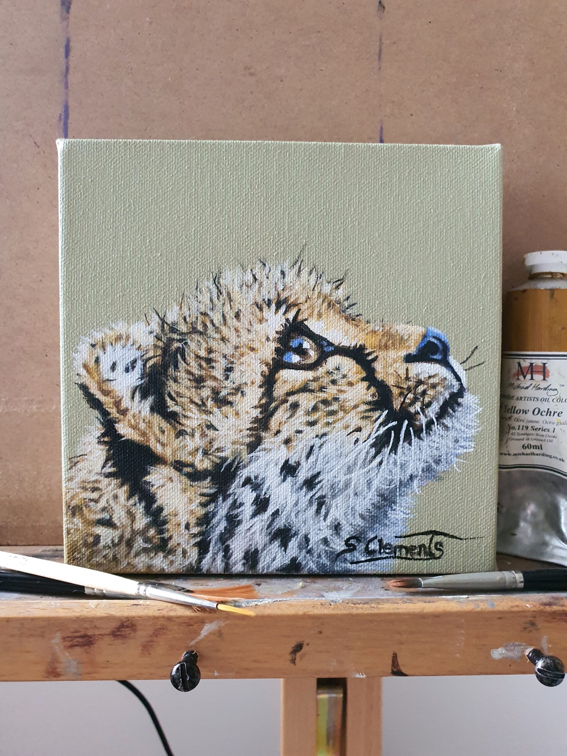 Original Cheetah Cub Oil Painting - 'Zephyr'